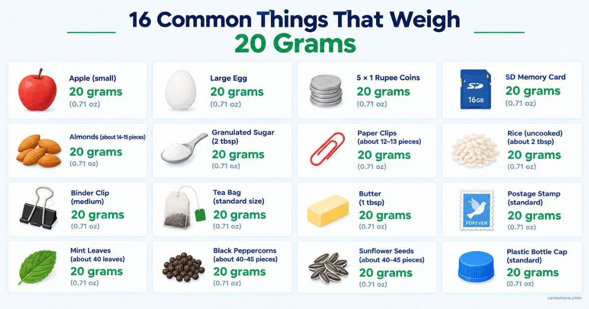 16 Common Things That Weigh 20 Grams