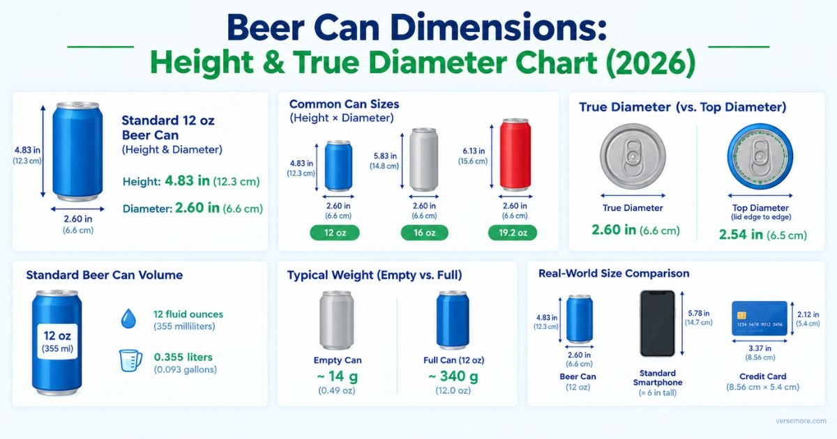 Beer Can Dimensions: Height & True Diameter Chart (2026)