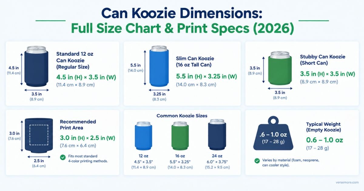 Can Koozie Dimensions: Full Size Chart & Print Specs (2026)
