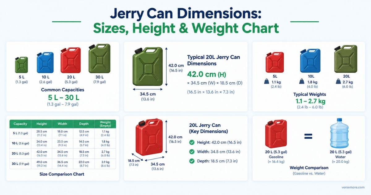 Jerry Can Dimensions: Sizes, Height & Weight Chart